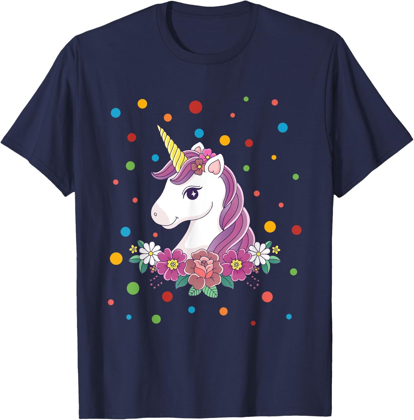 Dot Day Shirt Polka Dots Dotted Unicorn Kid Girls Youth T-Shirt - T-Shirt | Navy