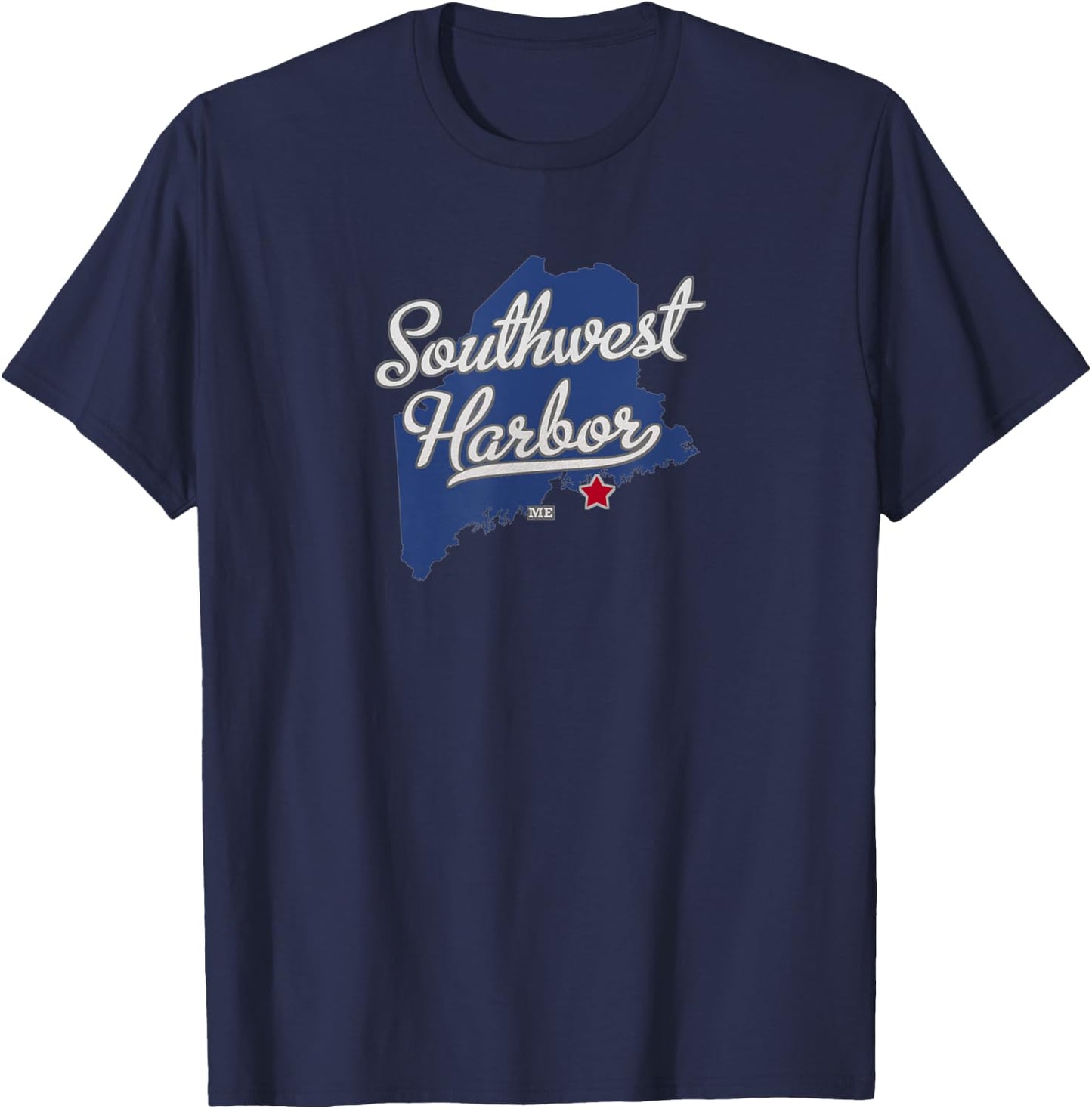Southwest Harbor Maine ME Map T-Shirt - T-Shirt | Navy