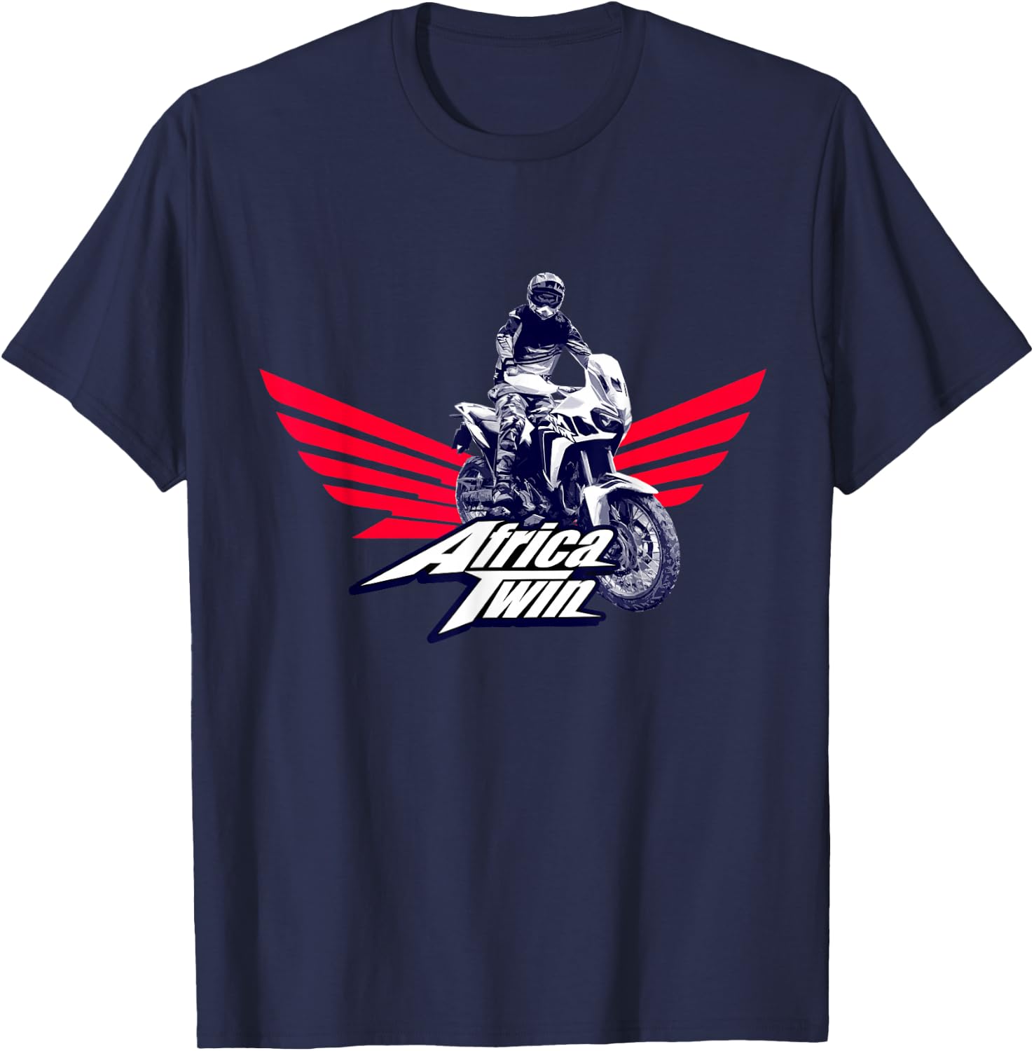 Africa Touring Twin Motorcycle Stripe Logo T-Shirt - T-Shirt | Navy