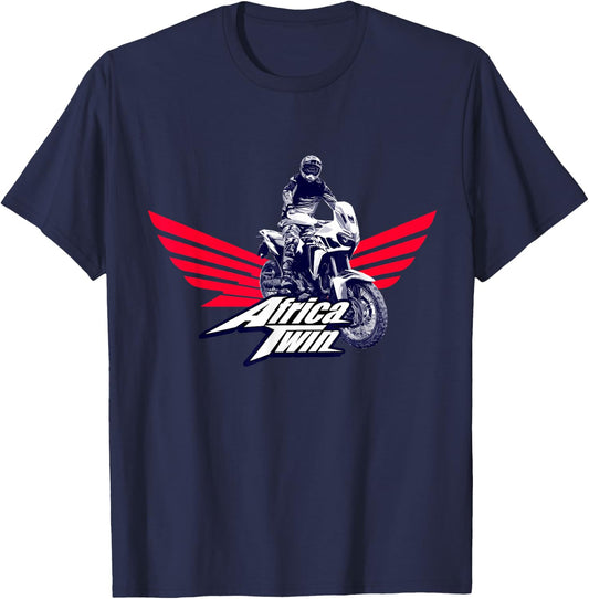 Africa Touring Twin Motorcycle Stripe Logo T-Shirt - T-Shirt | Navy