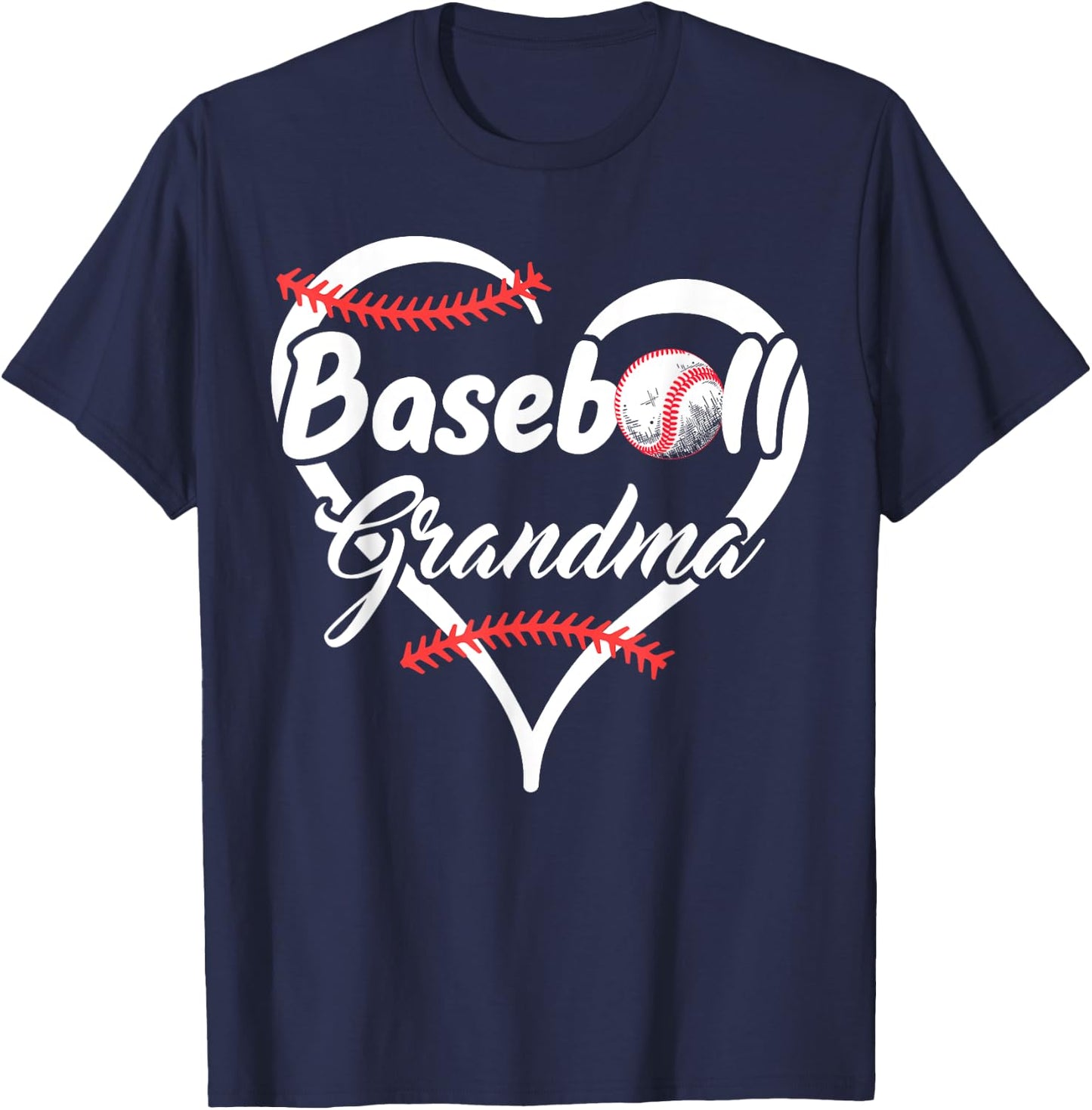 Proud Baseball Grandma Heart T-Shirt - T-Shirt | Navy