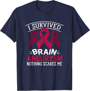 Aortic Brain Aneurysm Awareness Survived Brain Aneurysm T-Shirt - T-Shirt | Navy