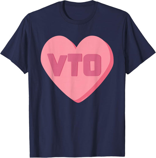 VTO Heart Valentines Day Candy Swagazon Associate Coworkers T-Shirt - T-Shirt | Navy