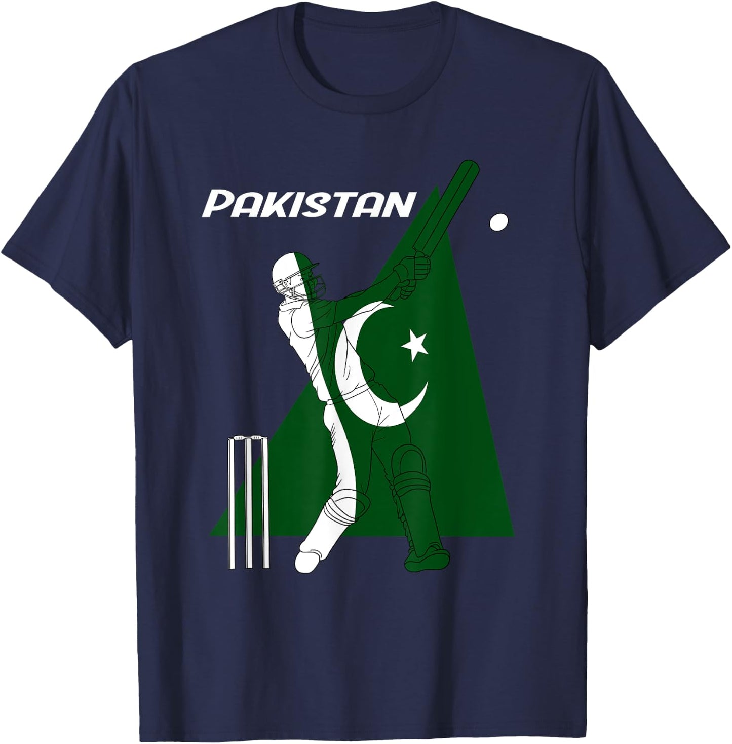 Pakistan Cricket Team Batsman Pakistani Flag T-Shirt - T-Shirt | Navy