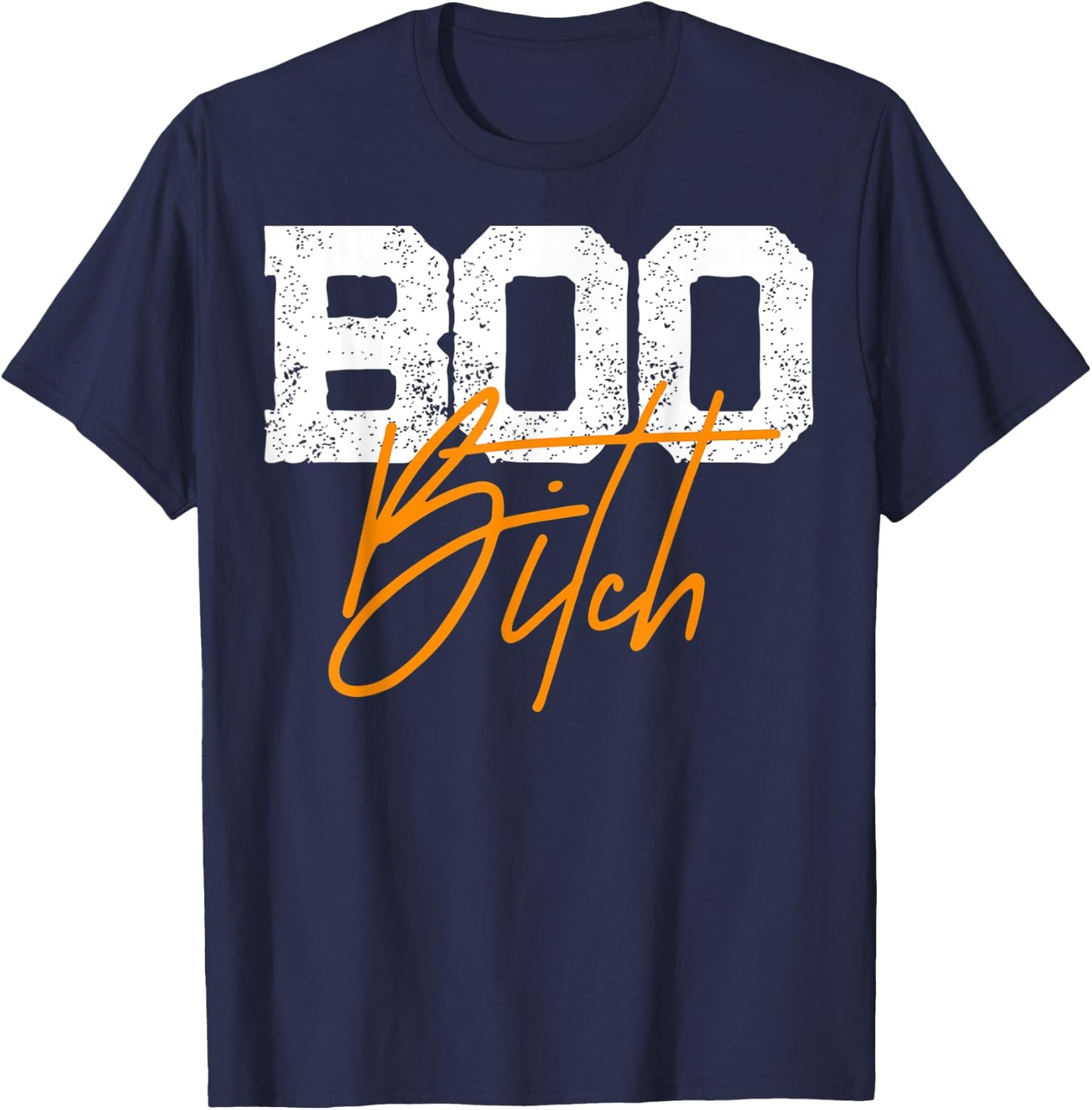 Boo Bitch sassy distressed retro Halloween T-Shirt - T-Shirt | Navy
