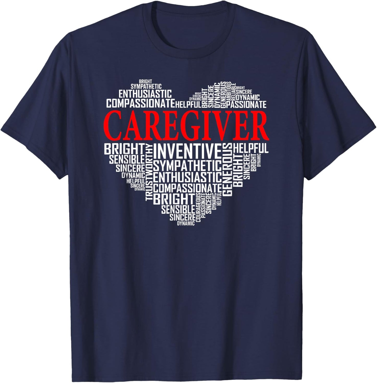 Caregiver Heart Caregiving Nursing Expert Nurse Caretaker T-Shirt - T-Shirt | Navy