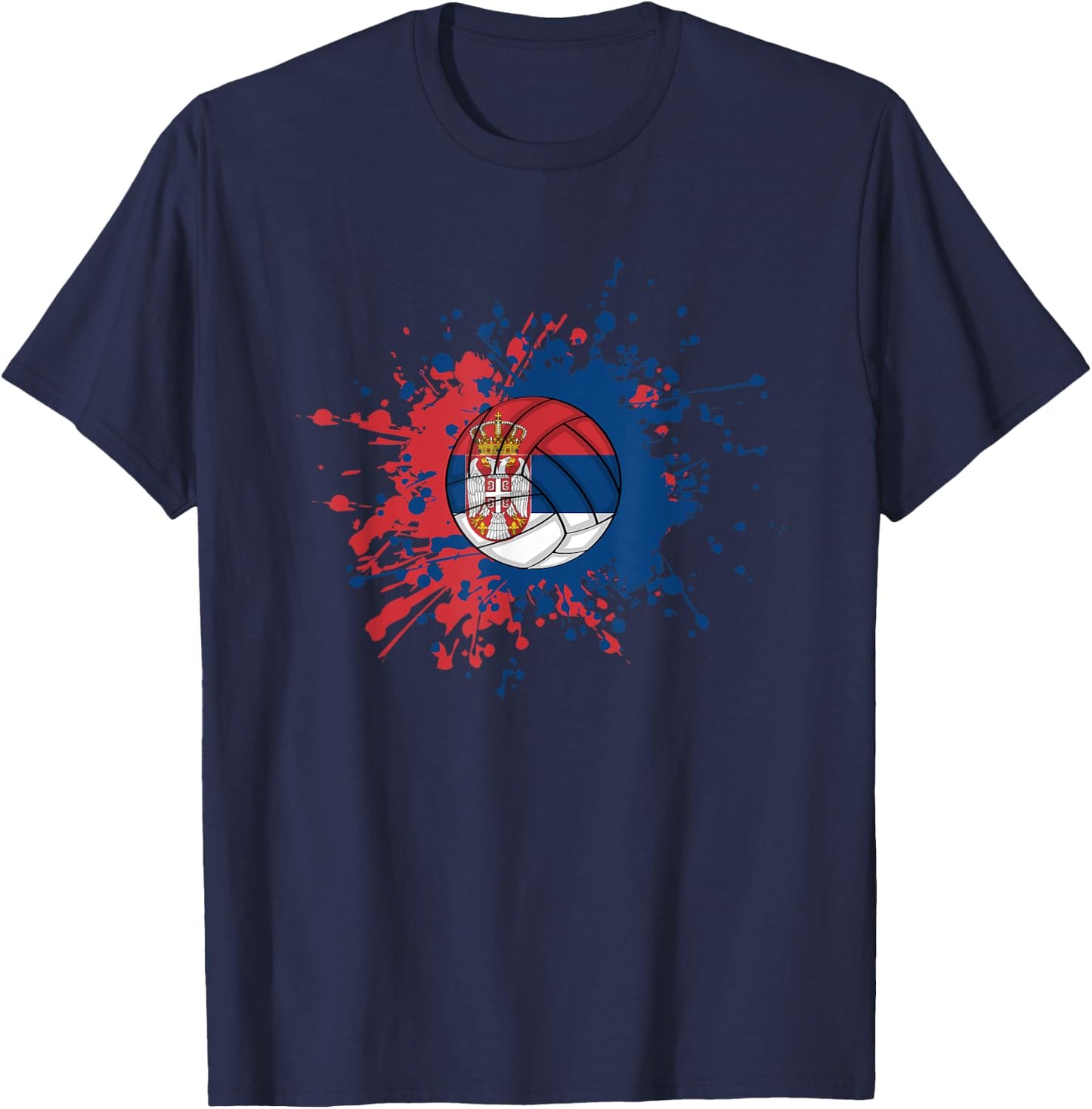 Serbian Volleyball With The Flag Of Serbia T-Shirt - T-Shirt | Navy