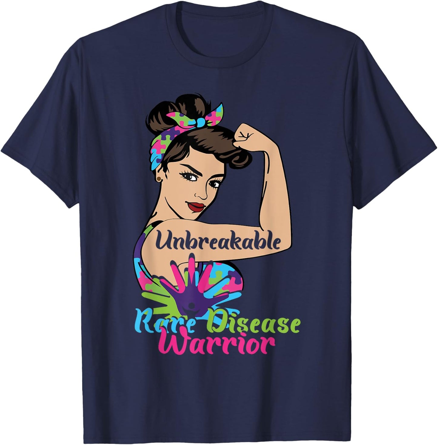 Unbreakable Rare Disease Warrior rare disease awareness T-Shirt - T-Shirt | Navy