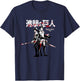 Attack on Titan Levi and Eren Sword Blood Splatter AOT Anime T-Shirt - T-Shirt | Navy