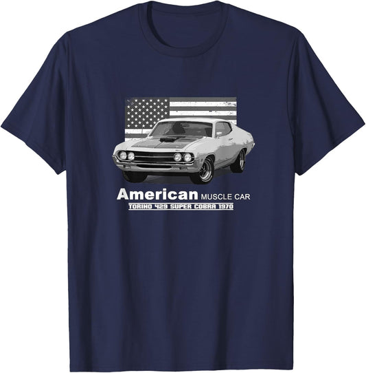 Torino 429 Super Cobra American Muscle Car 70s T-Shirt - T-Shirt | Navy