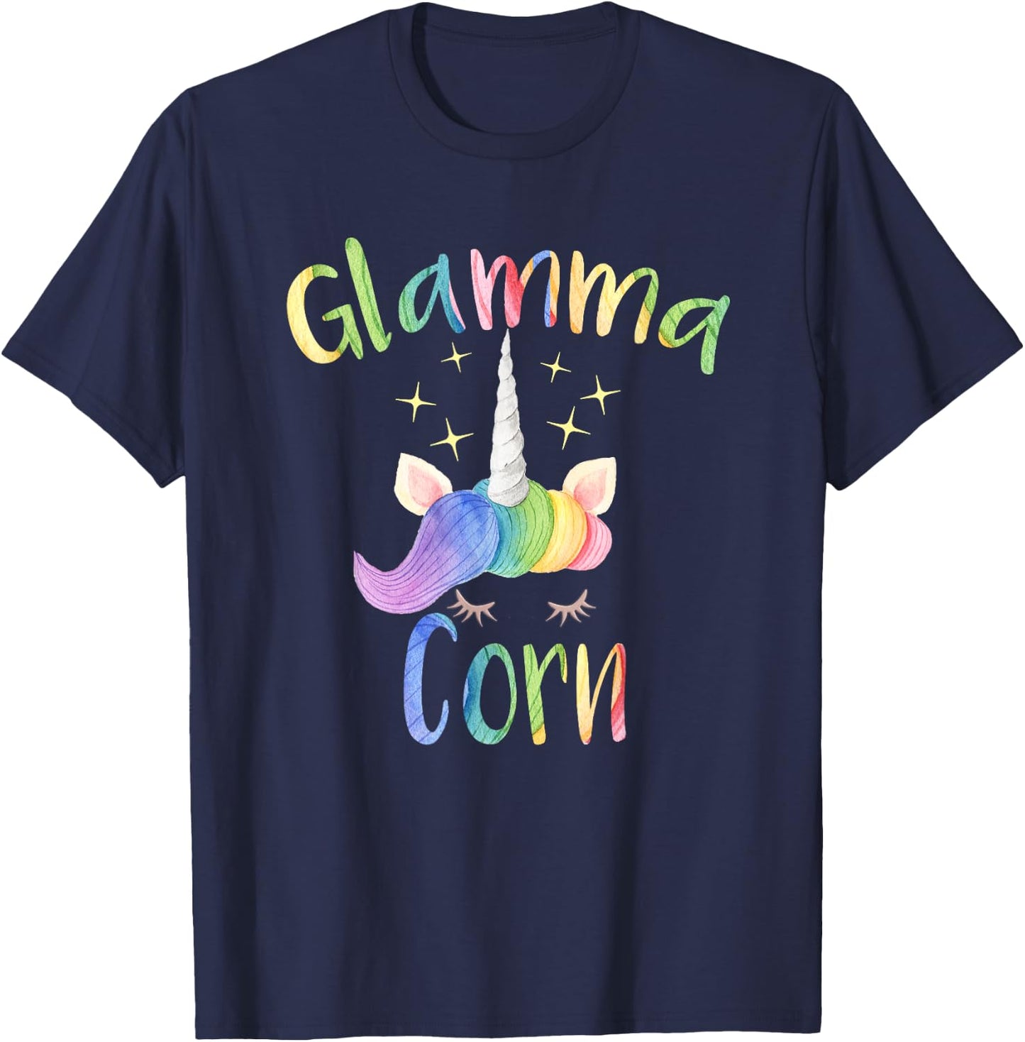 Glamma Corn Funny Unicorn Grandma T-Shirt - T-Shirt | Navy