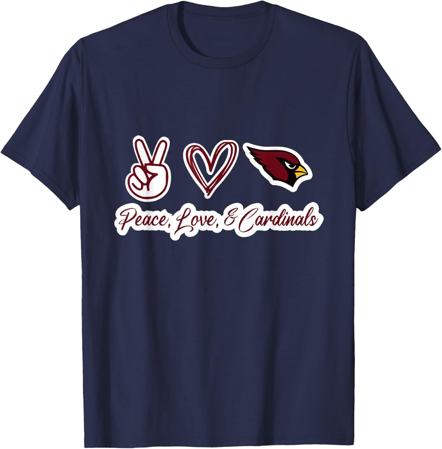 Peace, Love, & Cardinals T-Shirt - T-Shirt | Navy