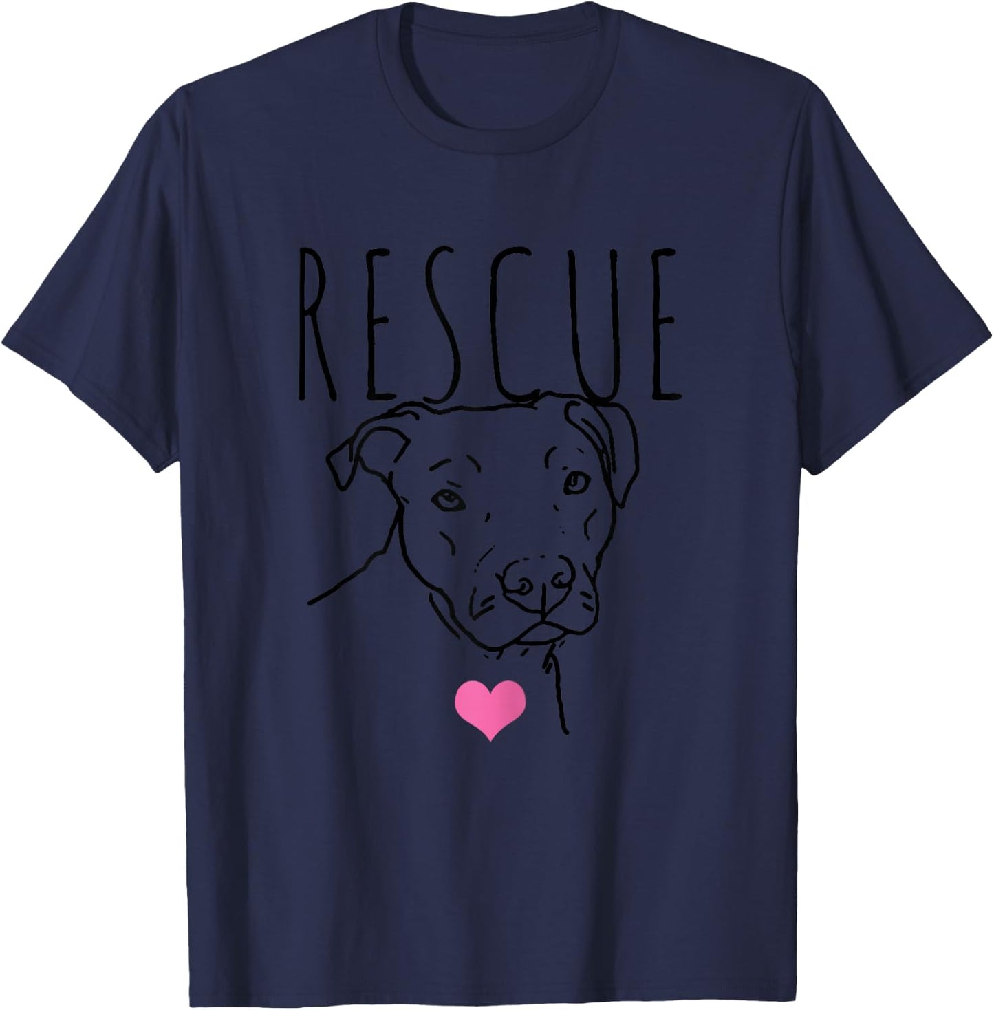 Dog Rescue Pitbull Cute Heart Adopt Pet Animal Dog Lover T-Shirt - T-Shirt | Navy