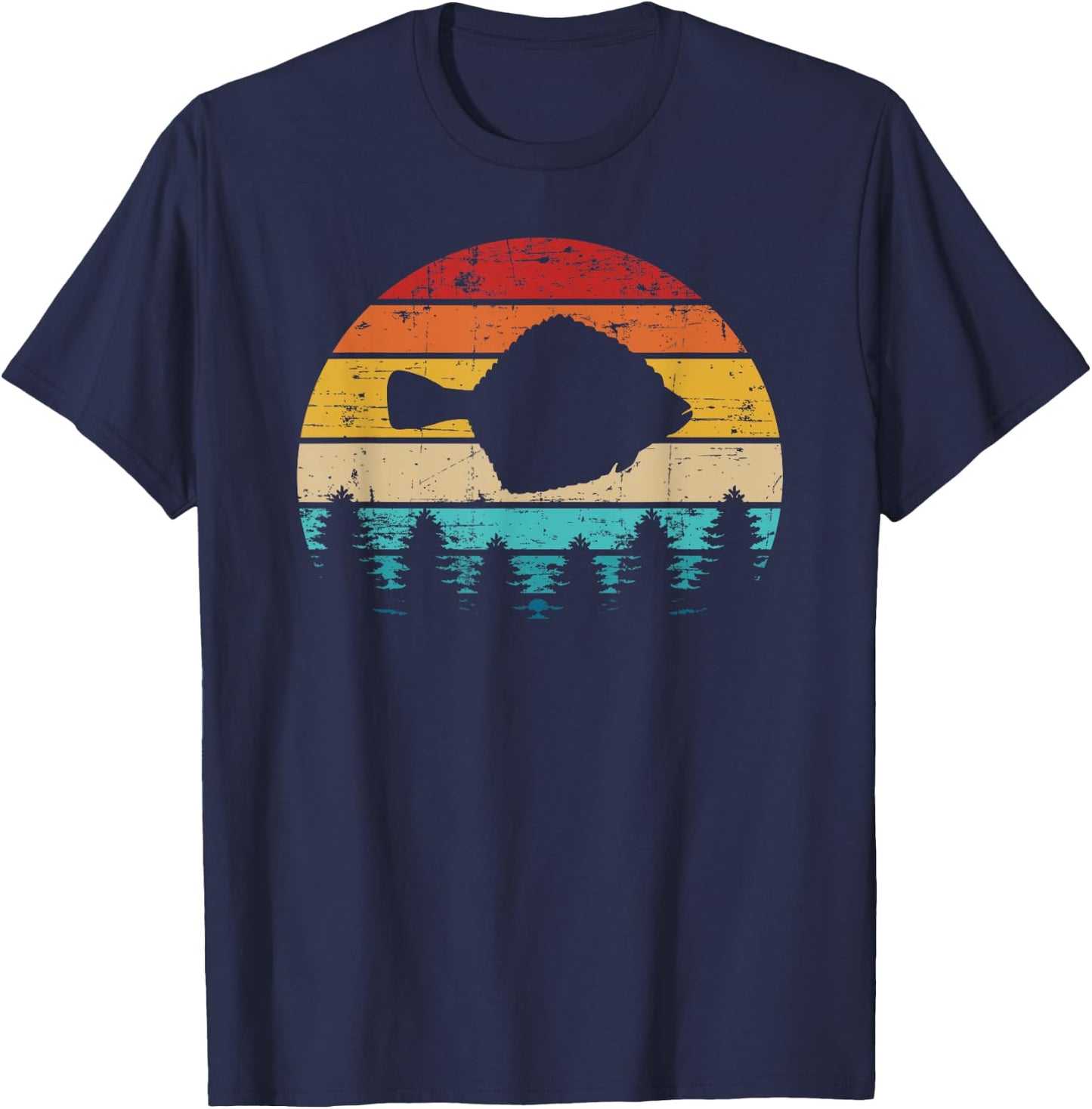 Flounder Fishing Vintage Retro T-Shirt - T-Shirt | Navy
