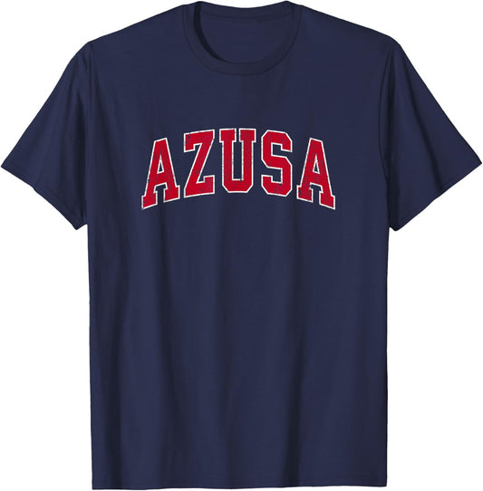 Azusa California CA Vintage Sports Design Red Design T-Shirt - T-Shirt | Navy