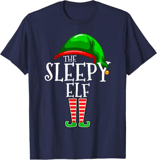 The Sleepy Elf Group Matching Family Christmas Gift Outfit T-Shirt - T-Shirt | Navy