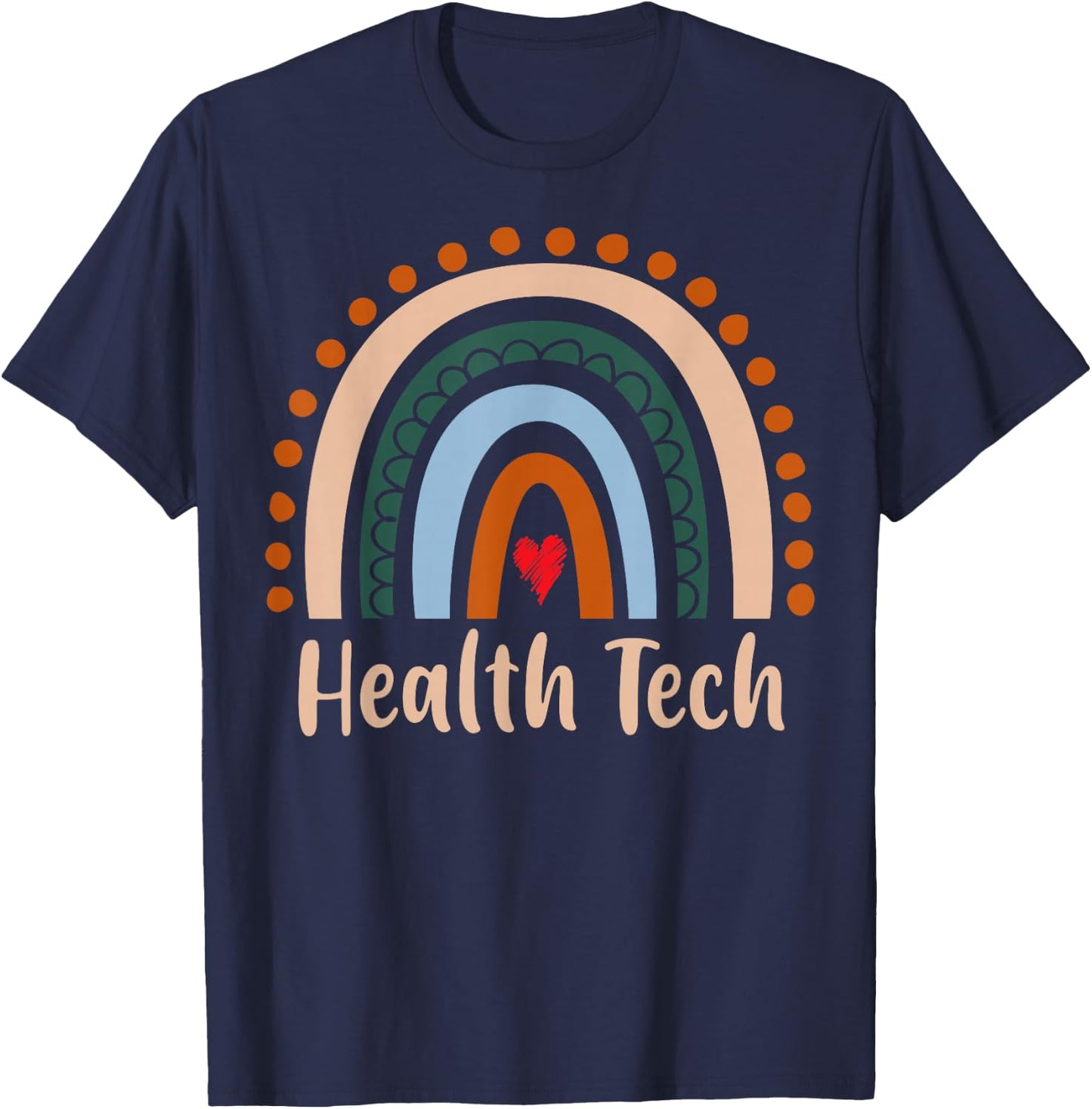 Health Tech Boho Rainbow Back To School Appreciation T-Shirt - T-Shirt | Navy