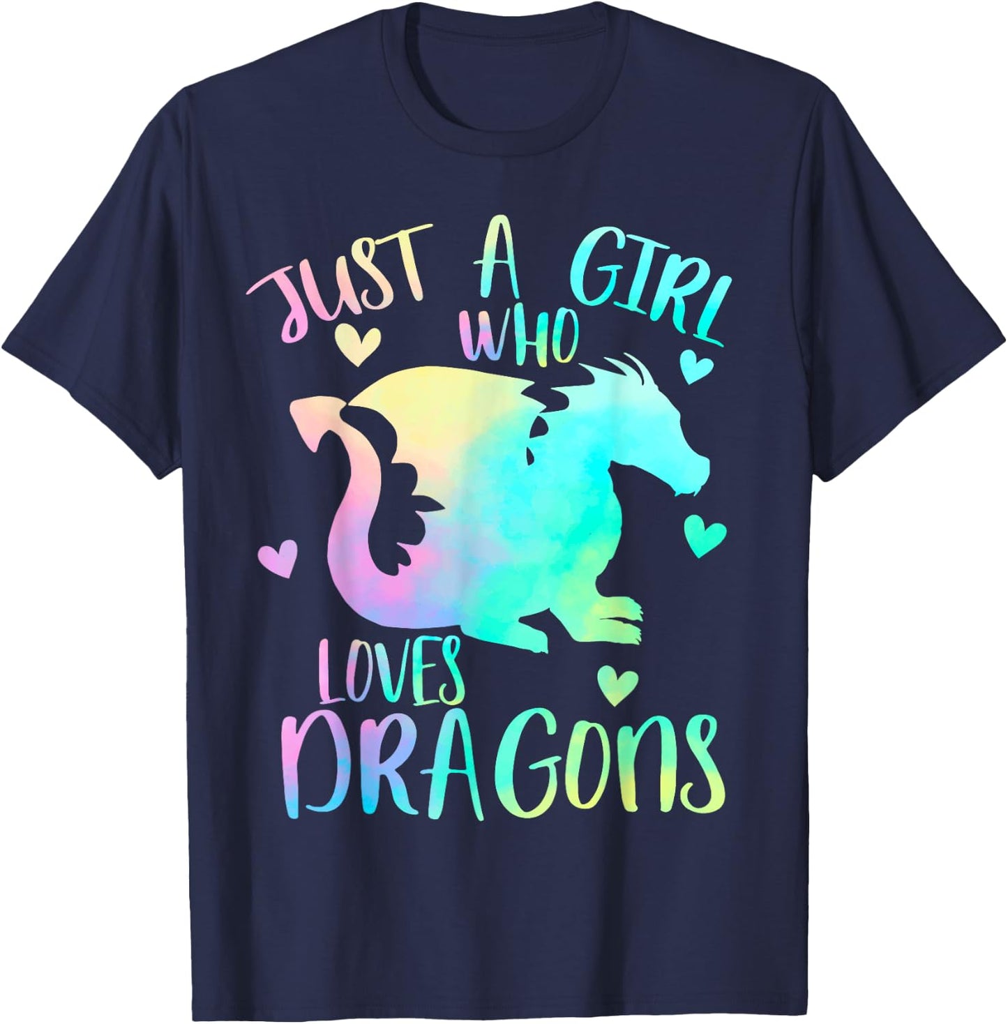 Just a Girl Who Loves Dragons Cute Dragon Themed Teen Girls T-Shirt - T-Shirt | Navy