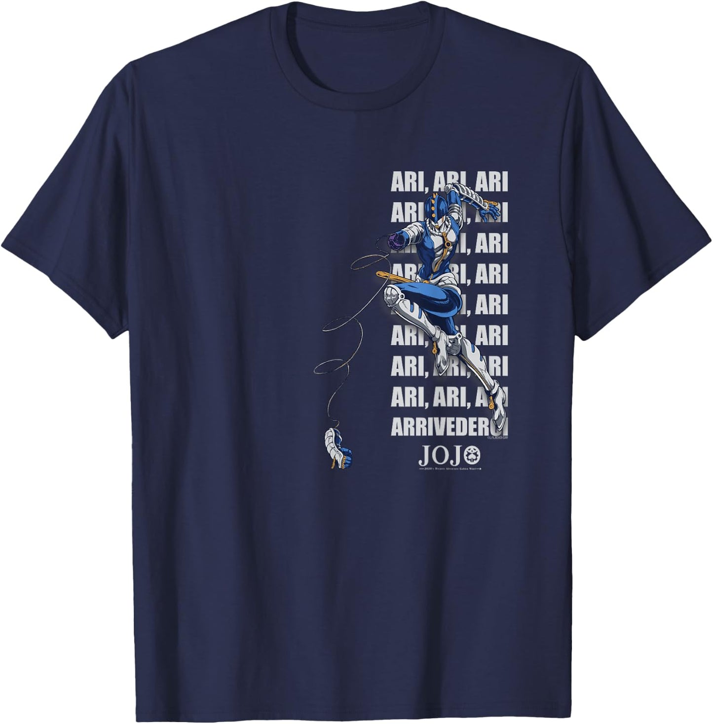 JoJo's Bizarre Adventure Zipper Man Vertical Anime T-Shirt - T-Shirt | Navy