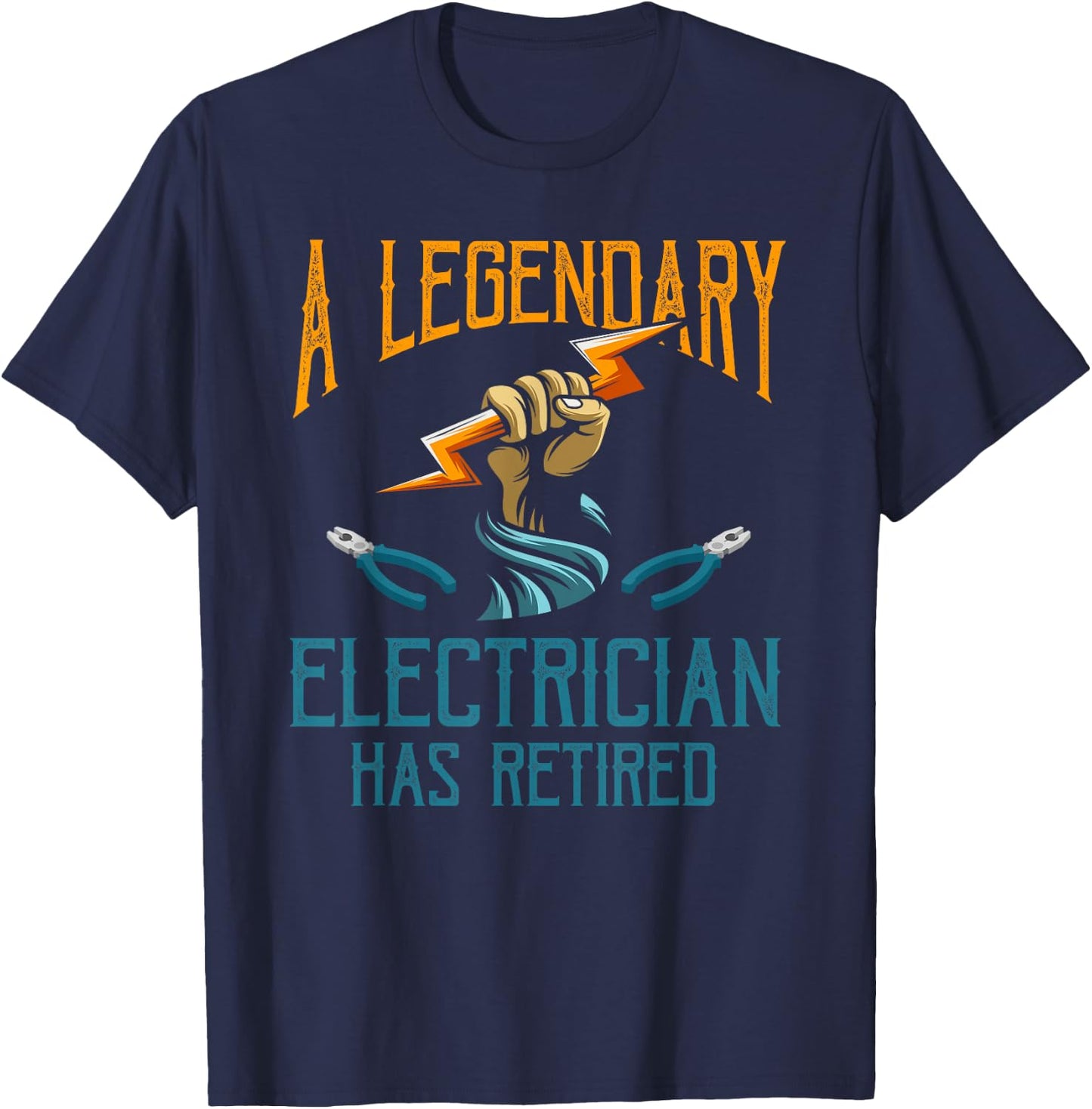 Retired Electrician Shirt Humor Electrician Retirement Gift T-Shirt - T-Shirt | Navy