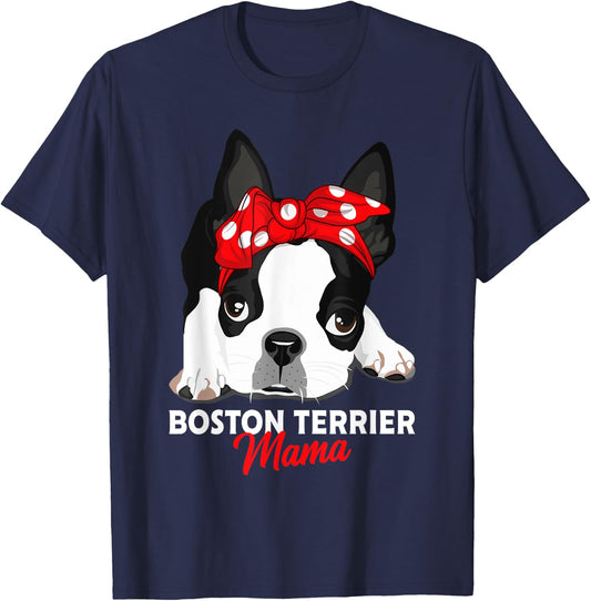 Boston Terrier Mum Dog Woman Gift T-Shirt - T-Shirt | Navy