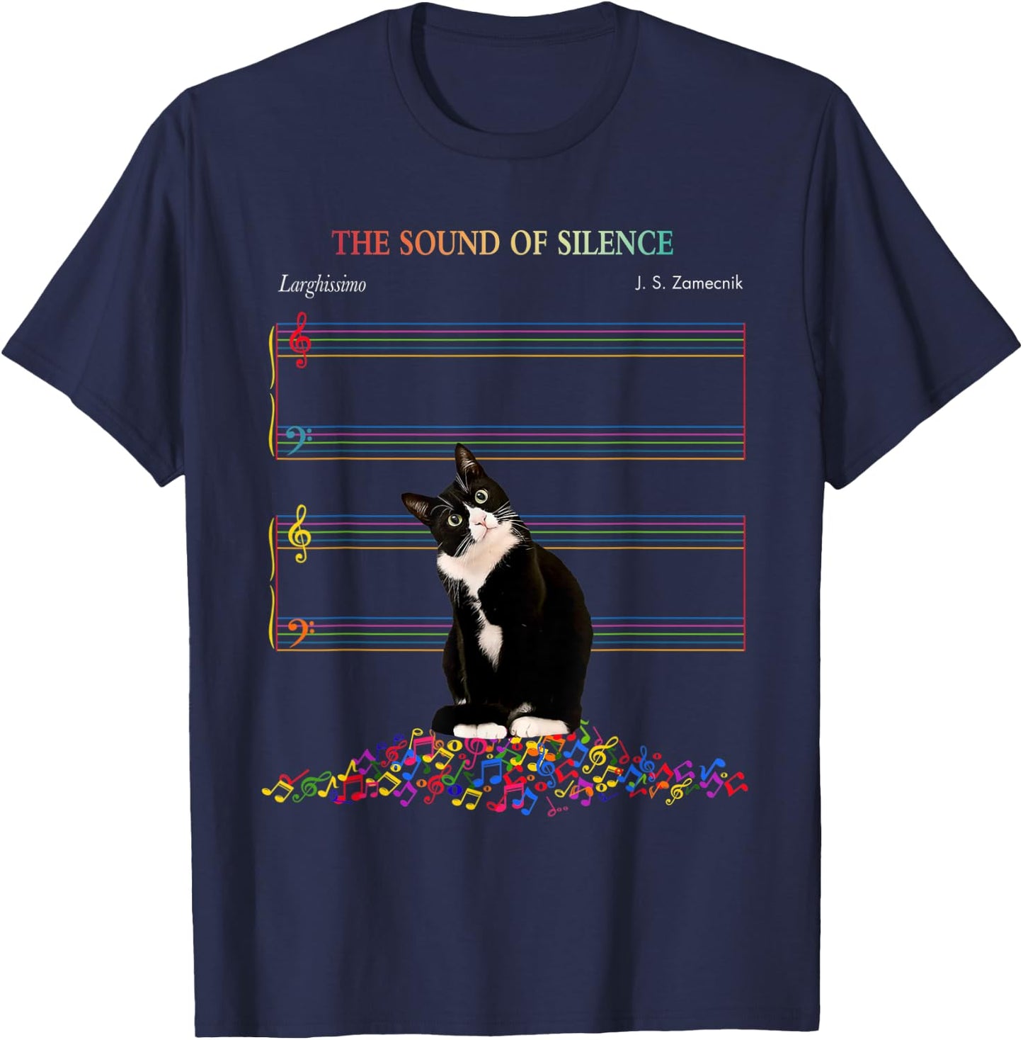 Cute Cat The Sound Of Silence T-Shirt - T-Shirt | Navy