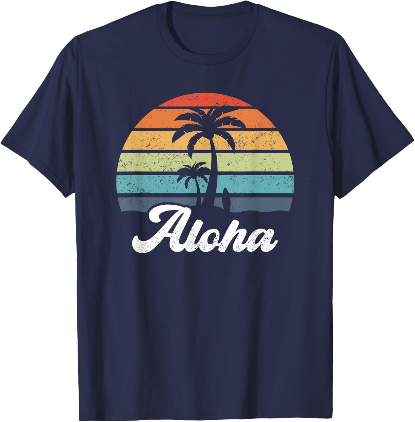 Aloha Hawaii Hawaiian Island Shirt Palm Beach Surfboard Surf T-Shirt - T-Shirt | Navy