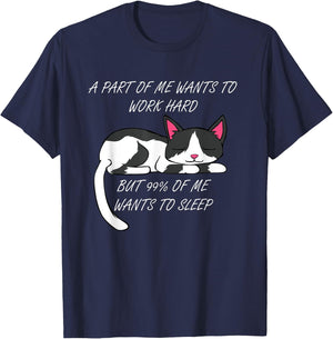 Lazy Cat Excuse Funny Saying Work Office Men Women Kids T-Shirt - T-Shirt | Navy