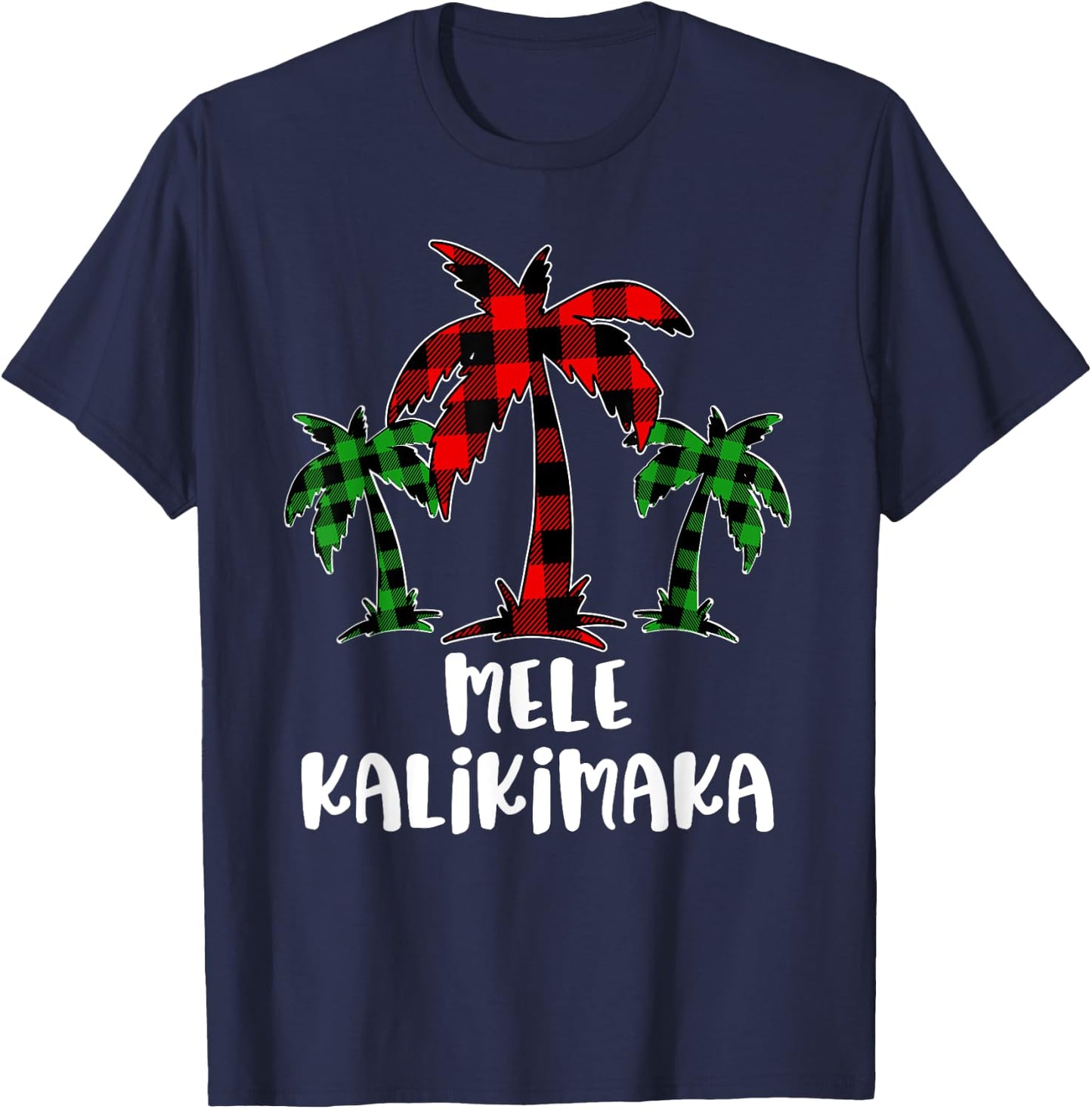 Mele Kalikimaka Palm Tree Hawaii Buffalo Plaid Christmas PJ T-Shirt - T-Shirt | Navy