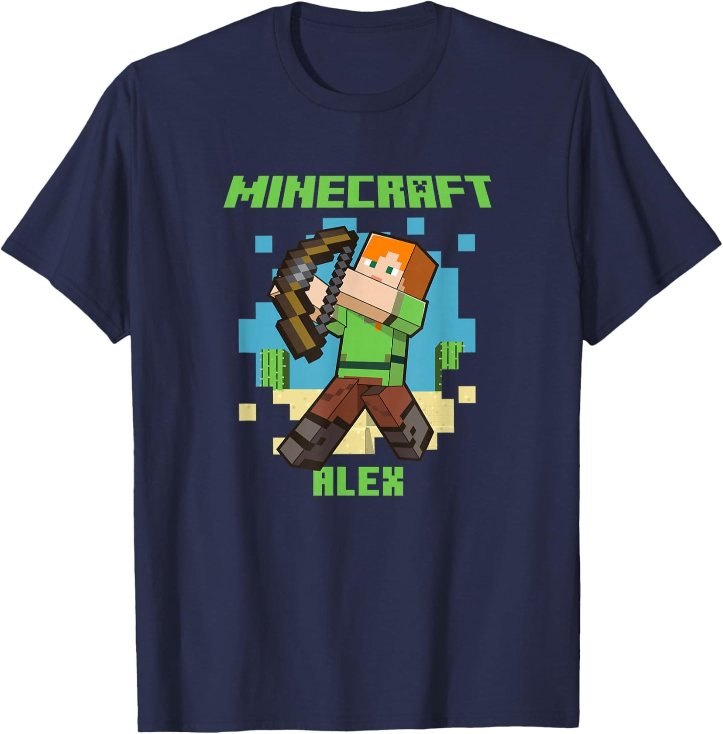 Minecraft Alex With Bow Taking Aim T-Shirt - T-Shirt | Navy