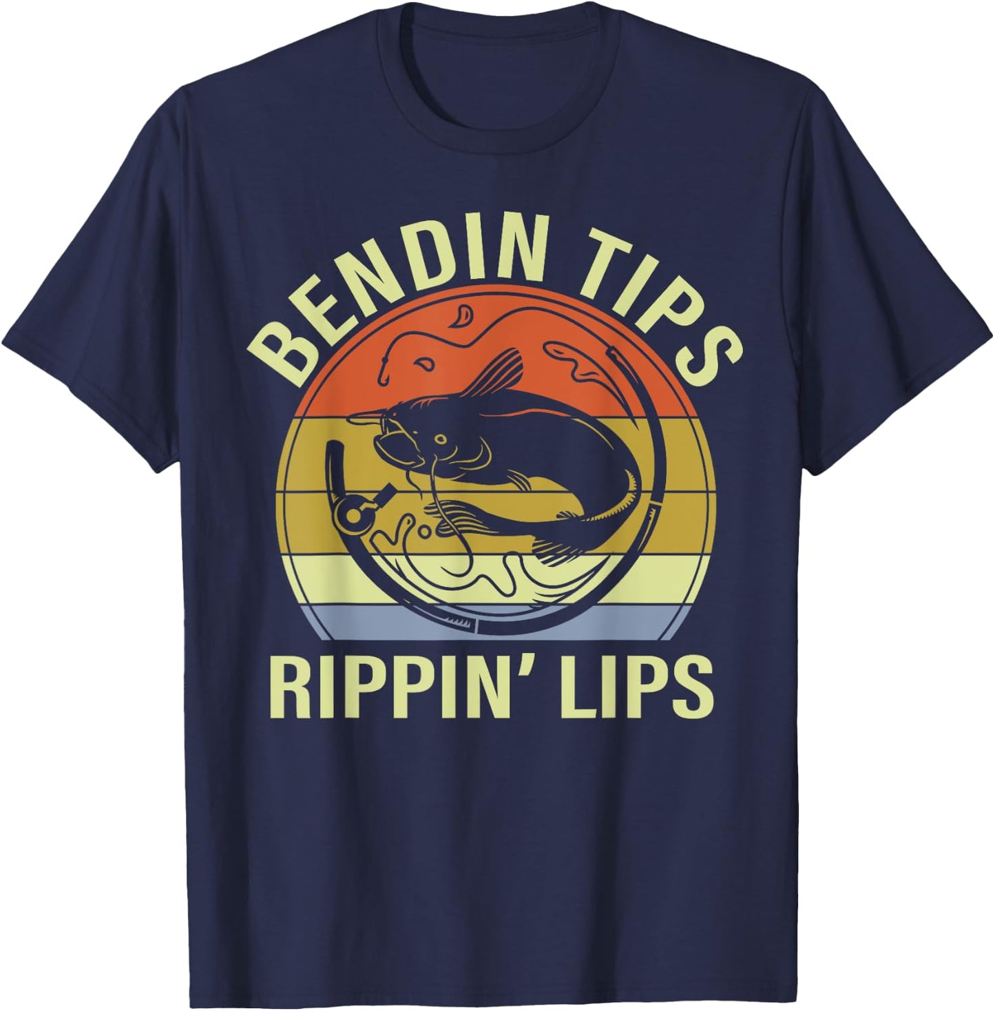 Bendin Tips Rippin Lips funny fishing T-Shirt - T-Shirt | Navy