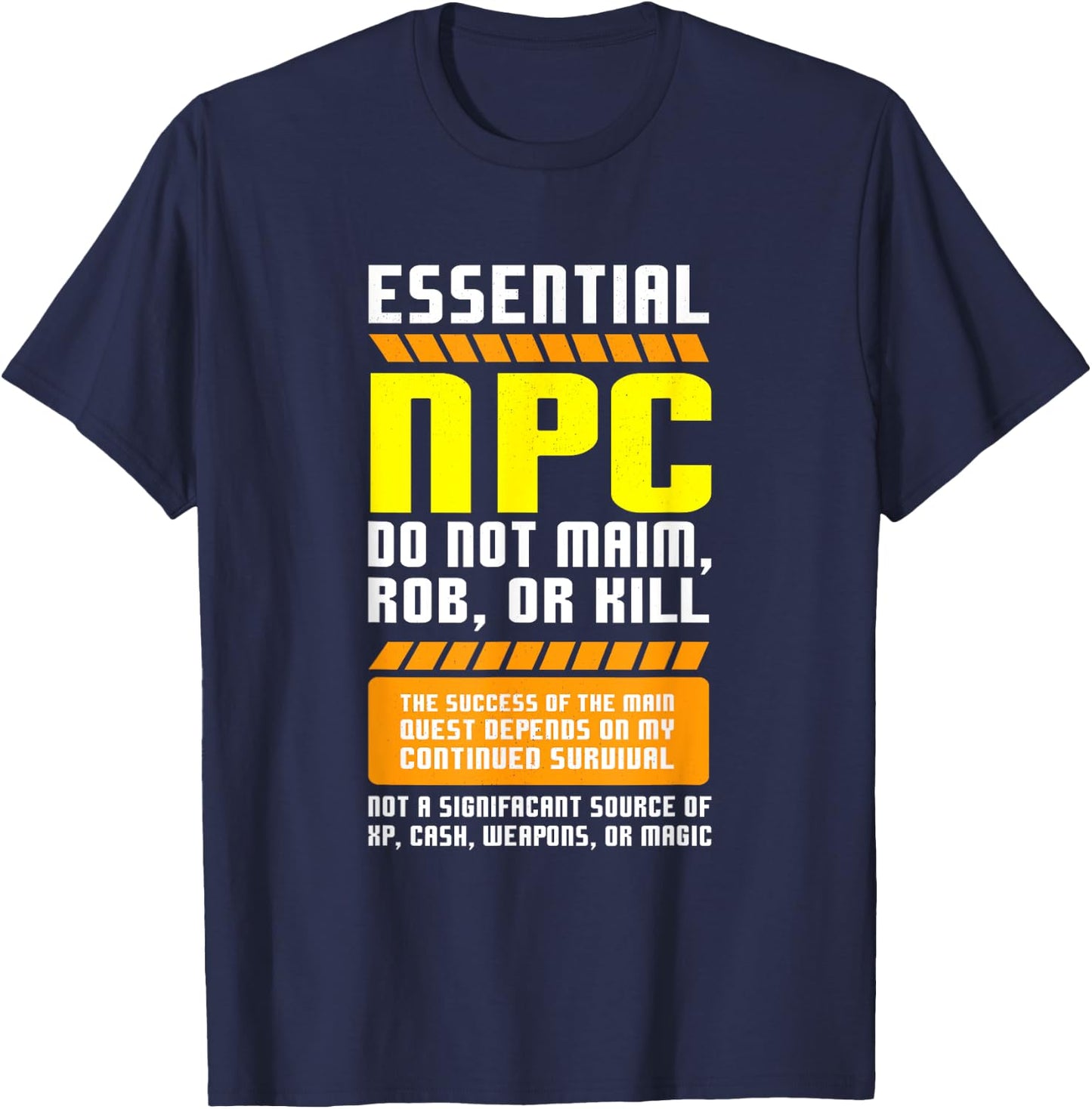 Funny Essential NPC Gamer and Gaming Non Player Character T-Shirt - T-Shirt | Navy