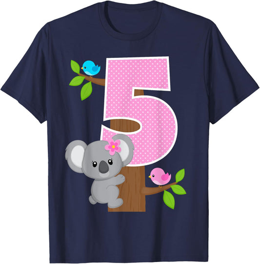 Koala Bear 5th Birthday Girl 5 Year Old Birthday Koalas Bday T-Shirt - T-Shirt | Navy