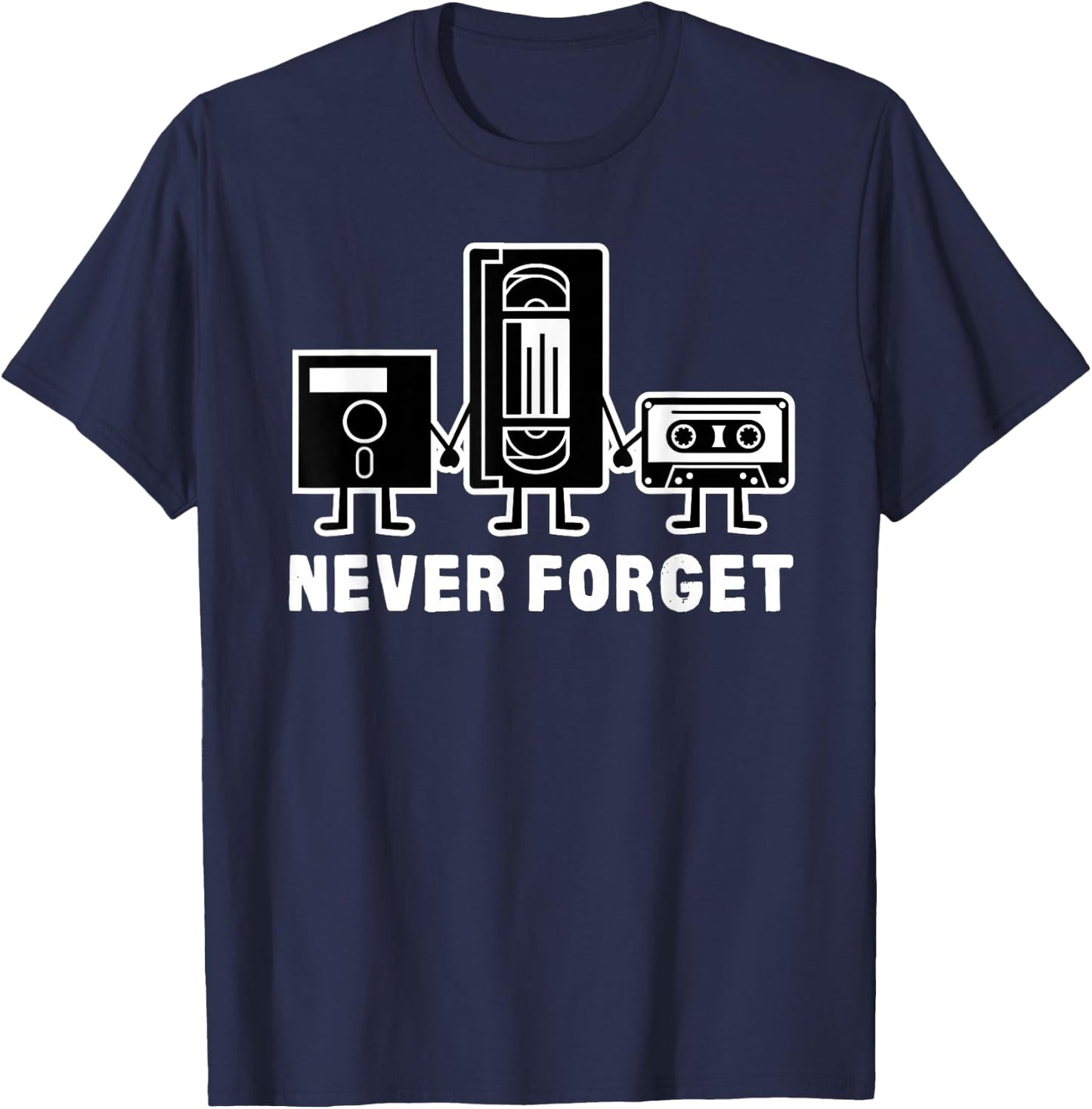Retro Vintage Never Forget Cassette Tape Small T-Shirt - T-Shirt | Navy