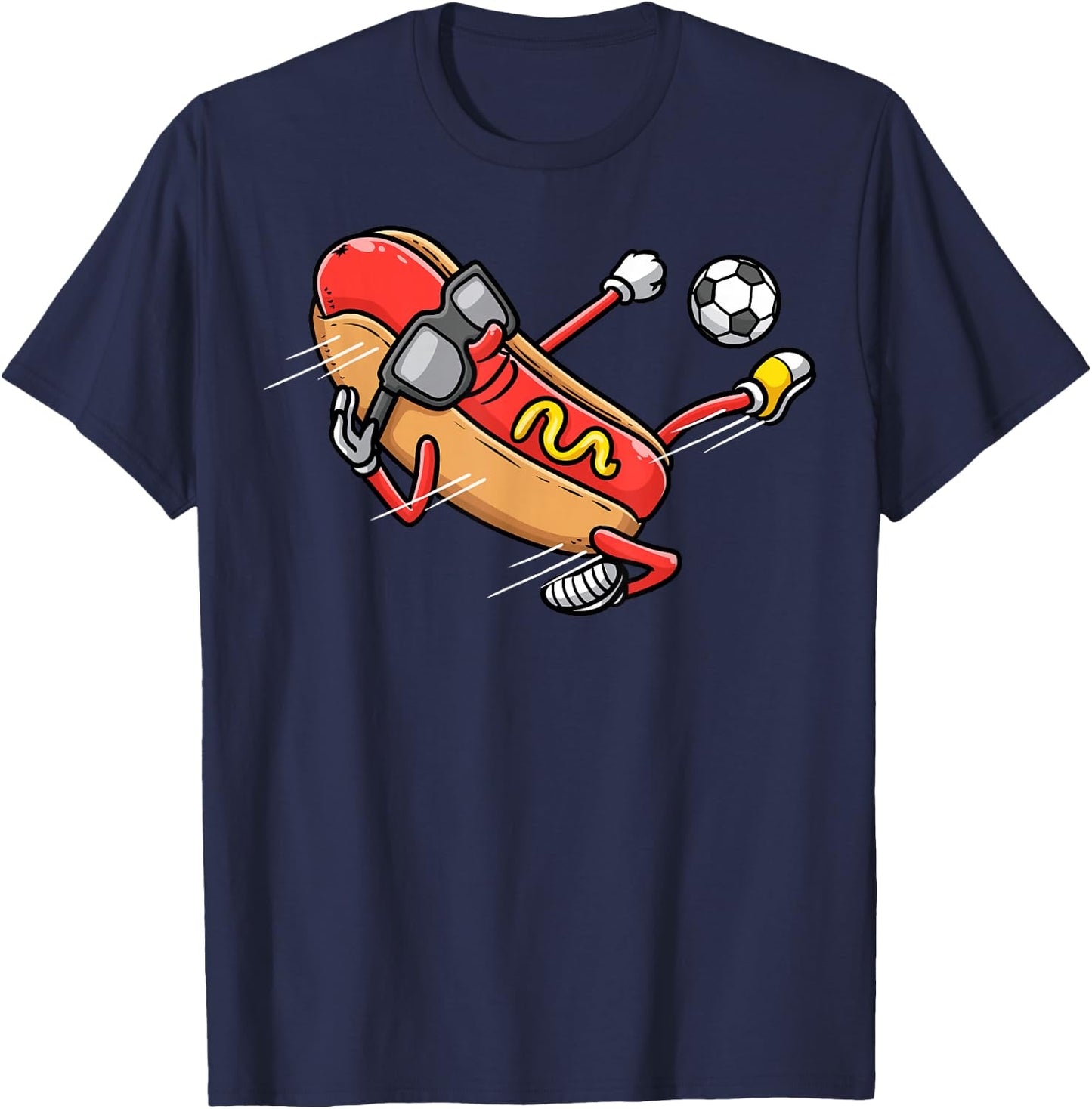 Soccer Player Hotdog Hot Dogs Playing Soccer T-Shirt - T-Shirt | Navy