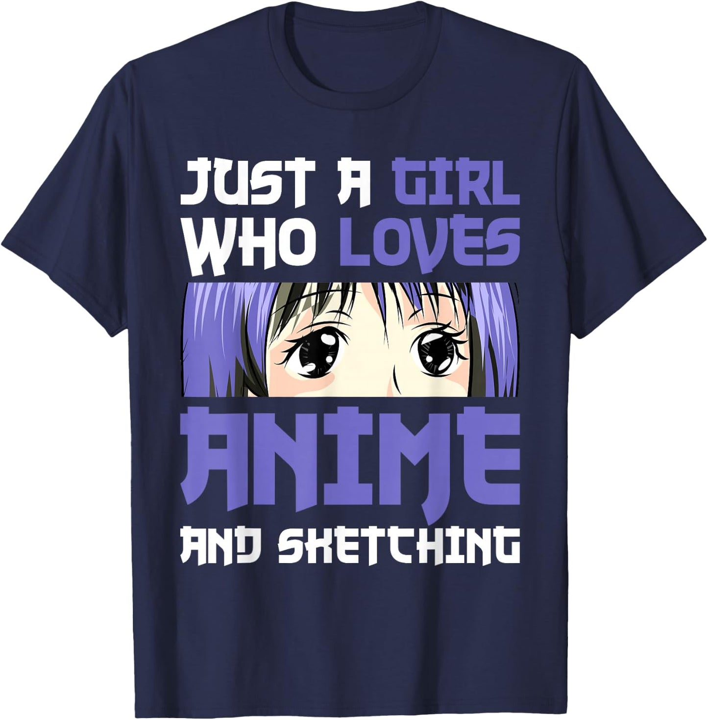 Japanese Manga Drawing Otaku Gift Girl Anime T-Shirt - T-Shirt | Navy
