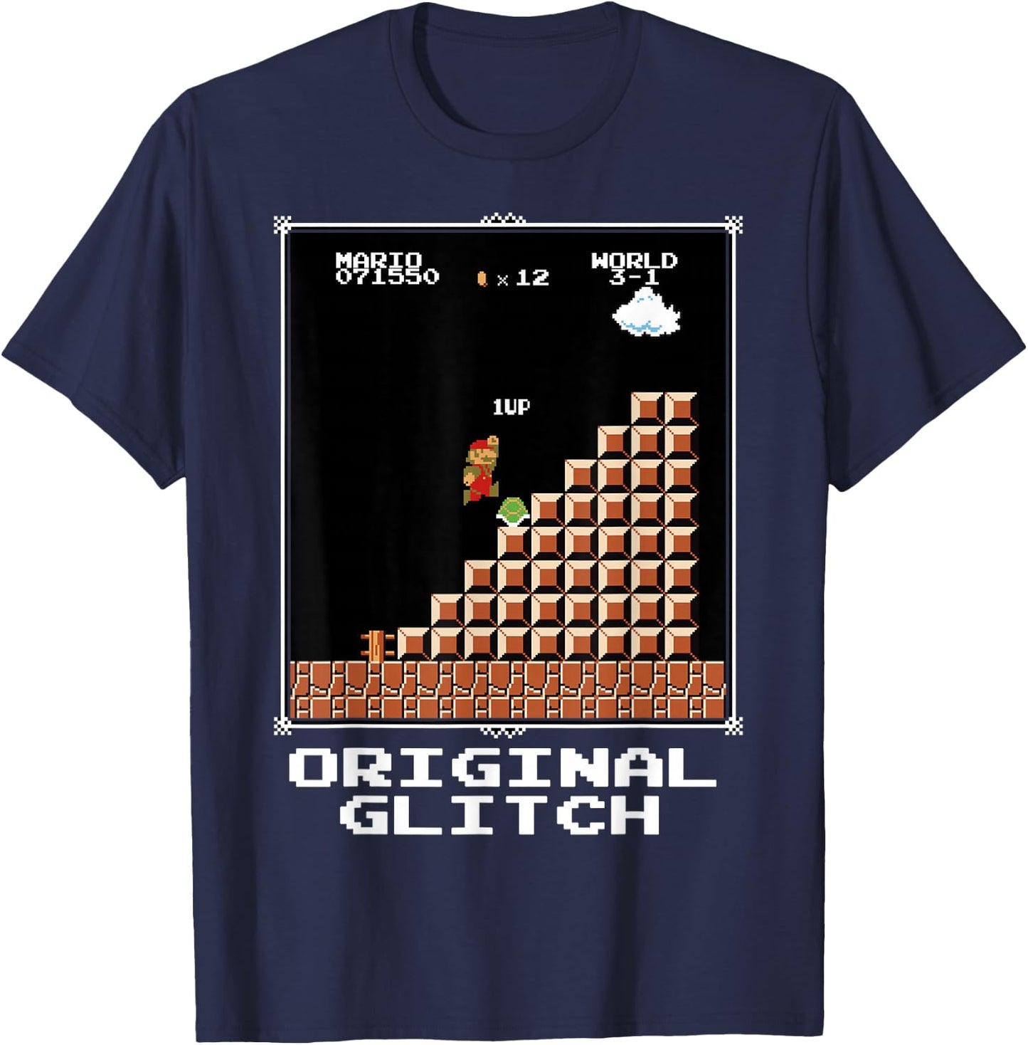 Super Mario Original Glitch Poster T-Shirt - T-Shirt | Navy