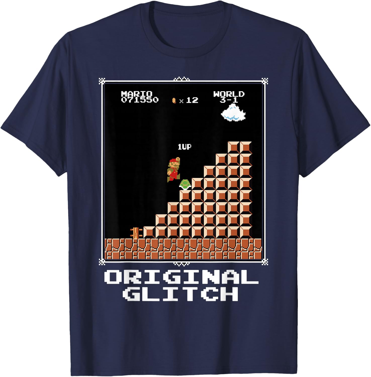 Super Mario Original Glitch Poster T-Shirt - T-Shirt | Navy