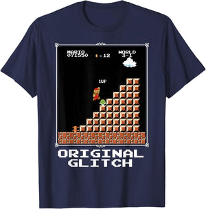 Super Mario Original Glitch Poster T-Shirt - T-Shirt | Navy