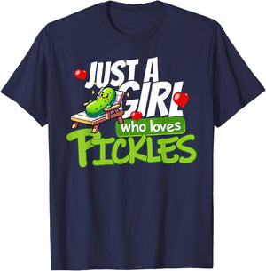 Just A Girl Who Loves Pickles Cute Vegetarian Cucumber Lover T-Shirt - T-Shirt | Navy