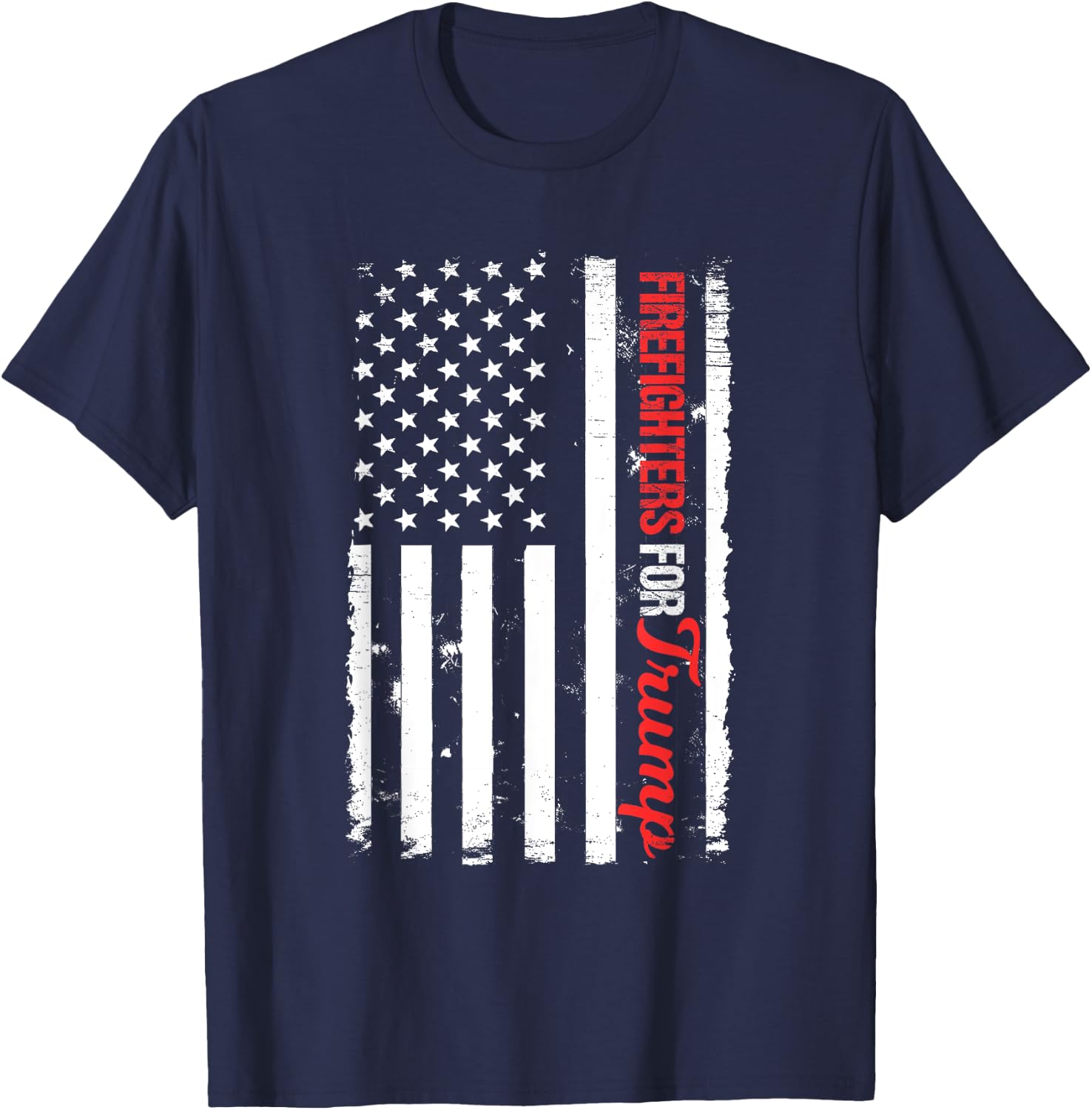 Firefighters For Donald Trump Thin Red Line Fireman Gift T-Shirt - T-Shirt | Navy