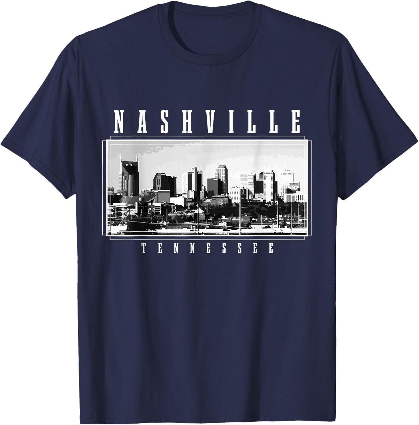 Nashville Skyline Tennessee Vintage USA America Souvenir T-Shirt - T-Shirt | Navy