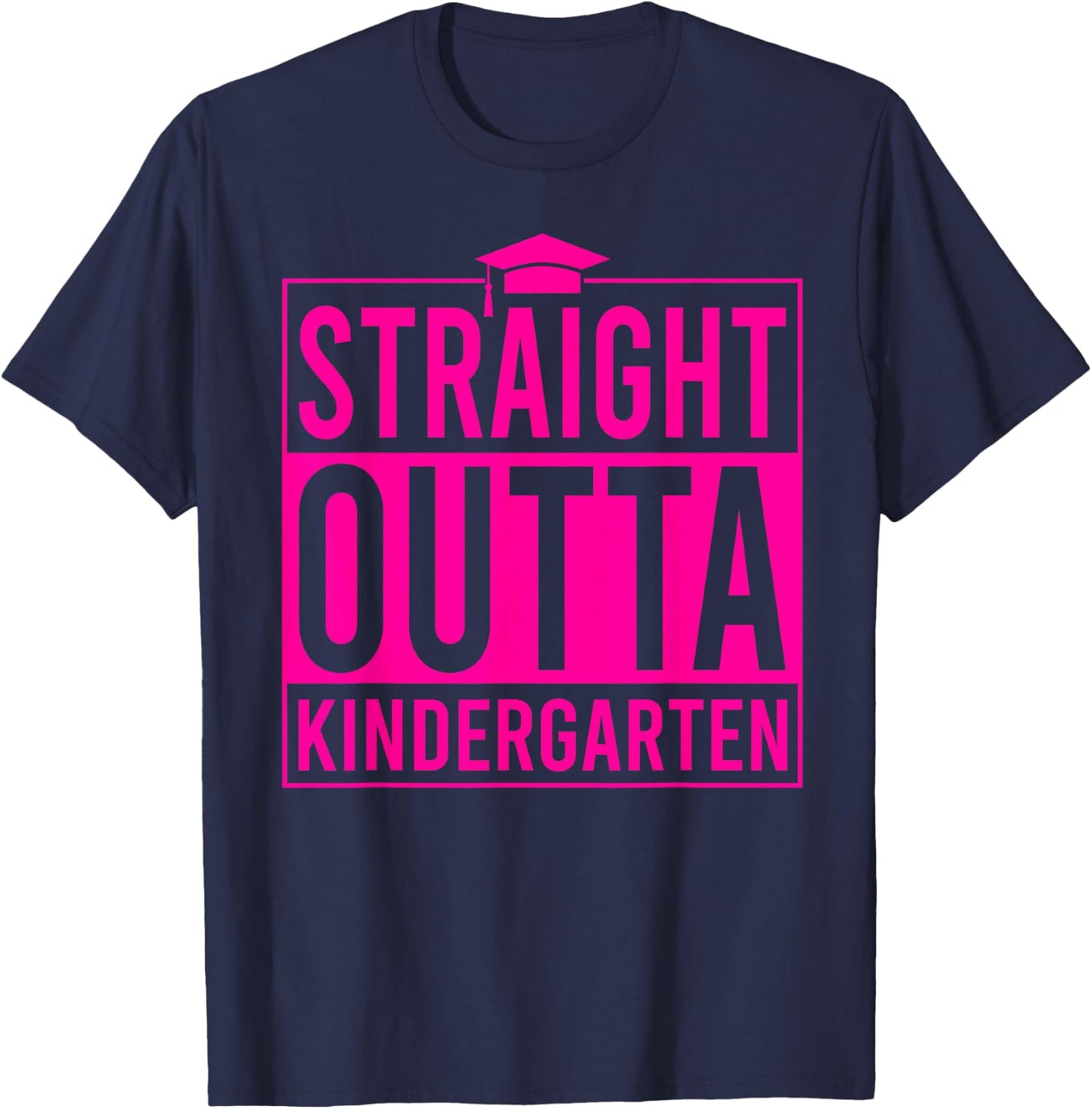 Straight Outta Kindergarten Graduation Idea Class Of 2026 T-Shirt - T-Shirt | Navy