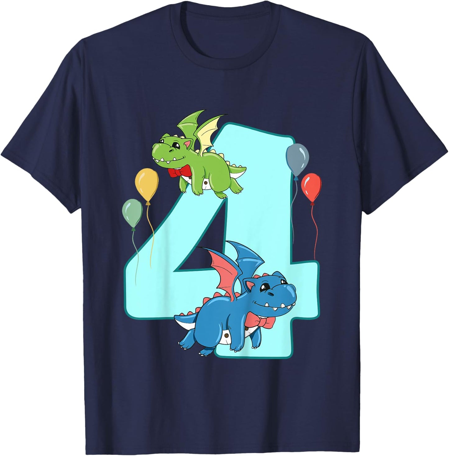 Kids 4th Birthday Dragon Lover Funny Kids Boys 4 Years Old Party T-Shirt - T-Shirt | Navy