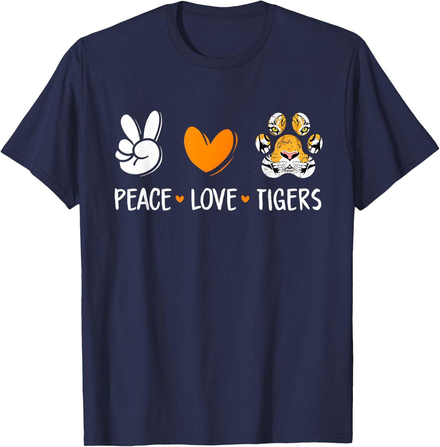 Peace Love Tigers Paw Wild Animal Lover Men Women Kids T-Shirt - T-Shirt | Navy