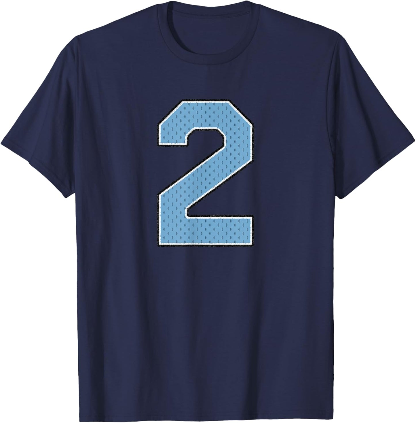 Sports Jersey Player Supporter Light Blue Number 2 T-Shirt - T-Shirt | Navy