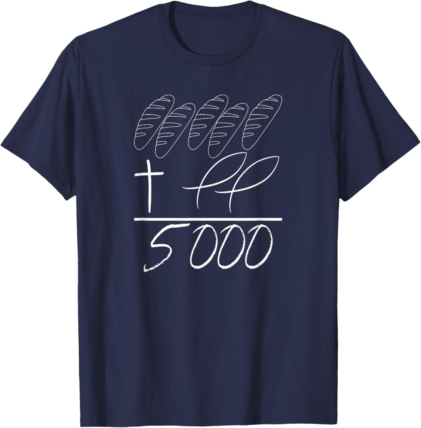 Jesus 2 Fishes 5 Breads 5000 Chosen Against The Current T-Shirt - T-Shirt | Navy