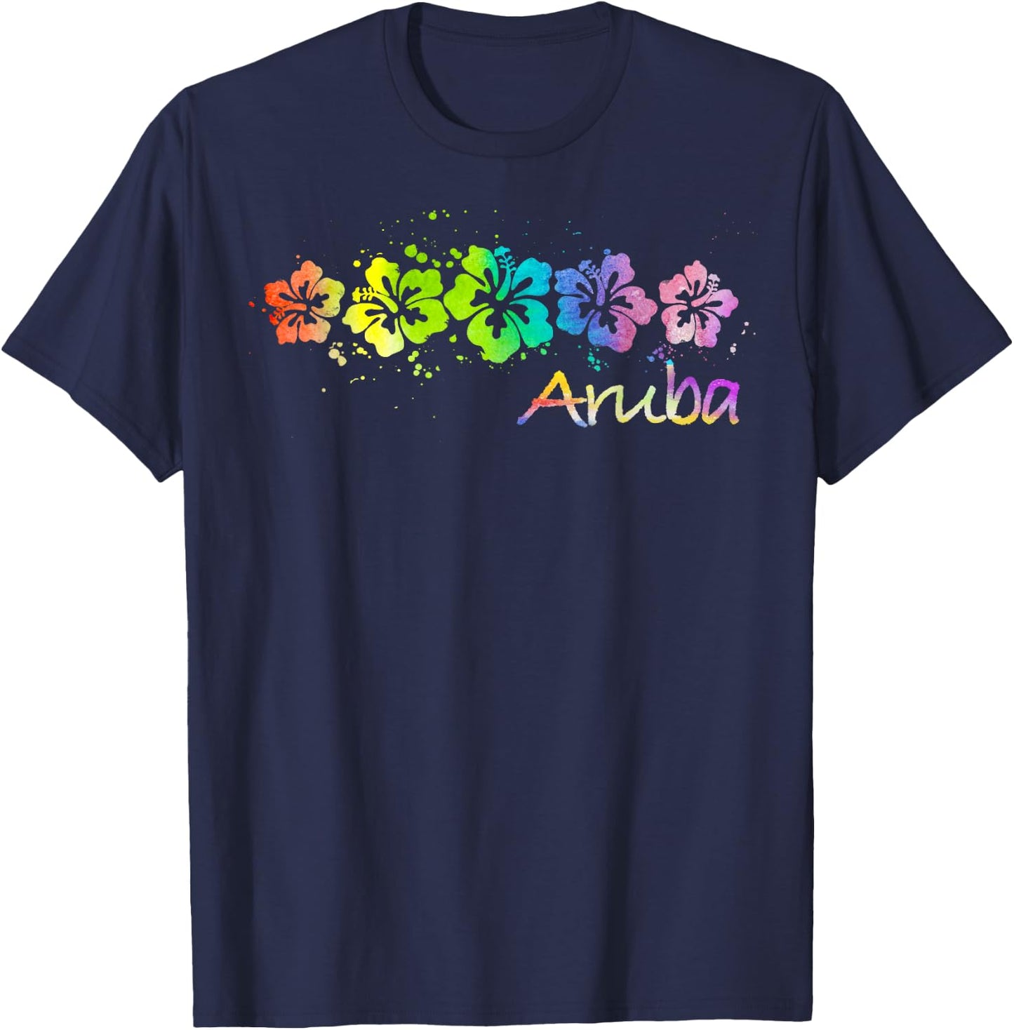 Aruba Watercolor Beach & Surf T-Shirt - T-Shirt | Navy
