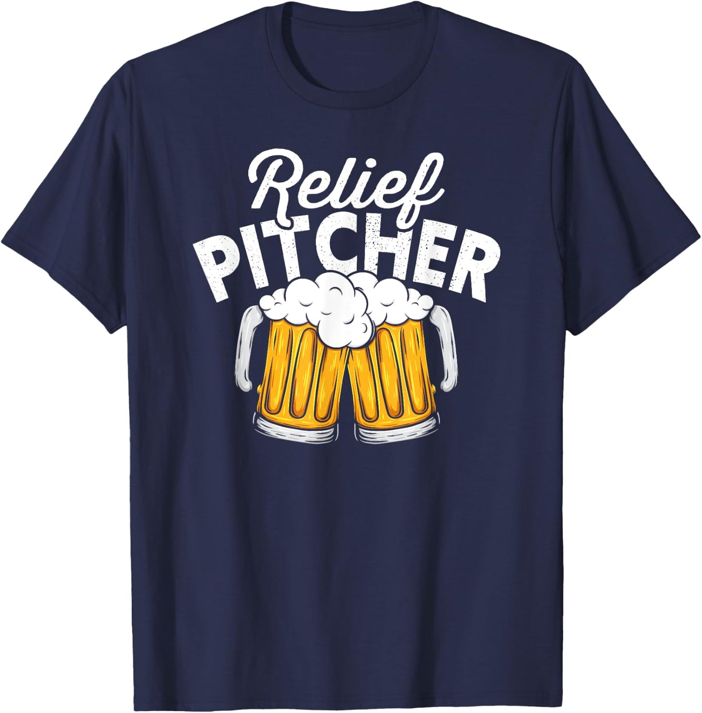 Relief Pitcher - Baseball and Beer T-Shirt - T-Shirt | Navy
