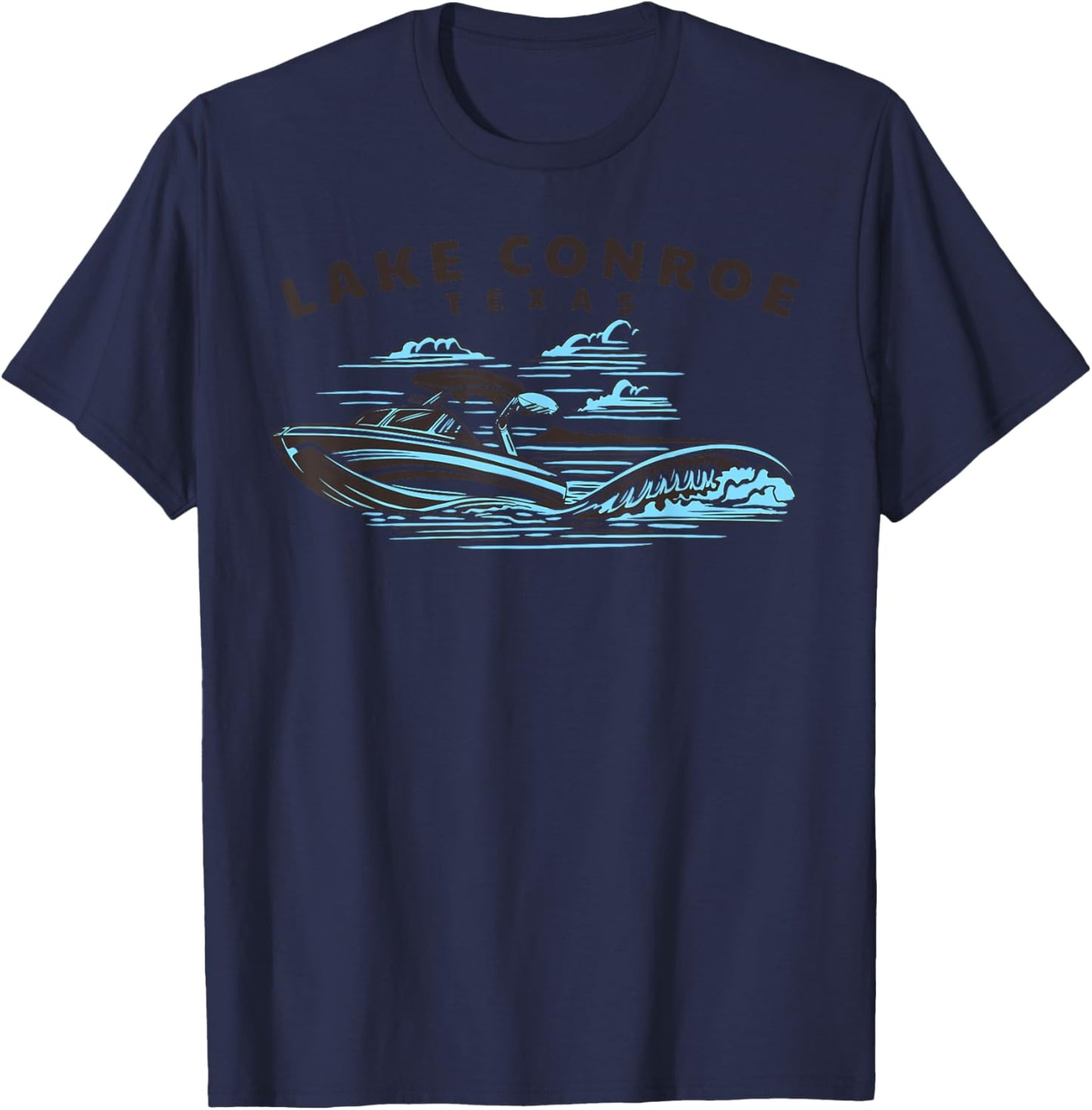 Lake Conroe, Texas Wakeboarding Wakesurfing T-Shirt - T-Shirt | Navy